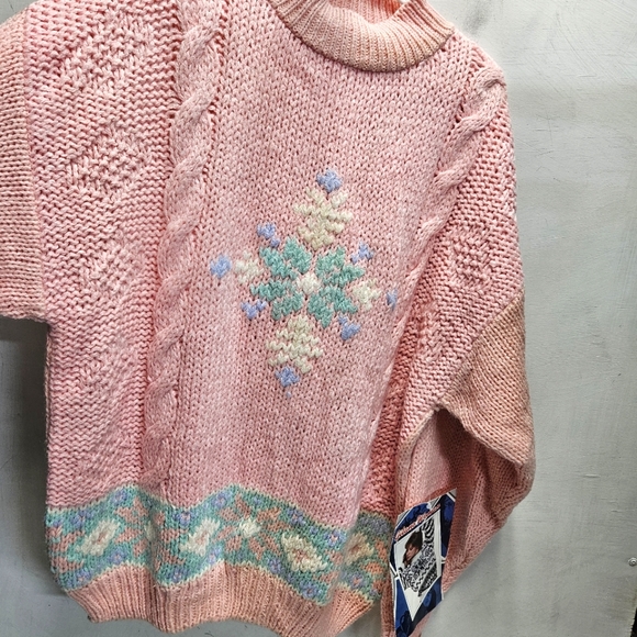 NWT 80s 90s Gitano pink plus size oversized knit crochet sweater ~ womens 44/24W - Picture 4 of 9